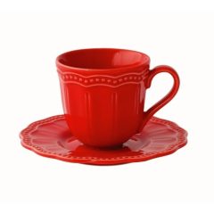 Porcelán eszpresszócsésze+alj 110ml, Elite red