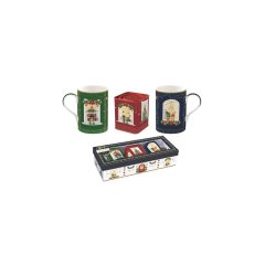   Porcelánbögre 350ml, 2db+fémdoboz 7,5x7,5x9cm, ajándékszett dobozban, Festive Avenue, Atmosphere – Easy Life-Nuova