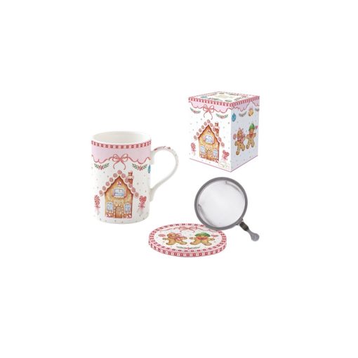 Porcelán szűrősbögre tetővel, 350ml, dobozban, Sweet Christmas – Easy Life-Nuova