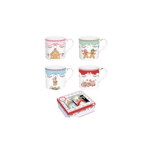 Porcelánbögre 4db-os 300ml, dobozban, Sweet Christmas – Easy Life-Nuova