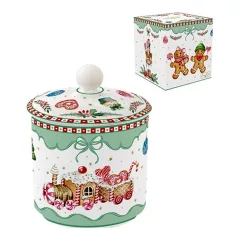   Porcelán keksztároló, 10,5x13cm, dobozban, Sweet Christmas – Easy Life-Nuova