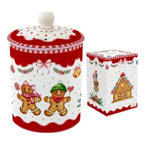 Porcelán keksztároló, 11,5x18cm, dobozban, Sweet Christmas – Easy Life-Nuova