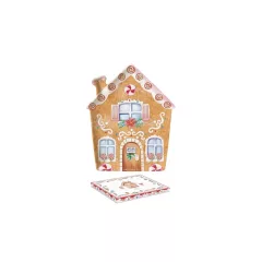   Porcelántálca 21x25,5cm, mézeskalács házikó forma, dobozban, Sweet Christmas – Easy Life-Nuova