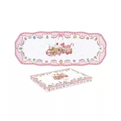   Porcelántálca 37x14cm, dobozban, Sweet Christmas – Easy Life-Nuova