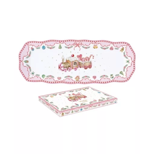 Porcelántálca 37x14cm, dobozban, Sweet Christmas – Easy Life-Nuova