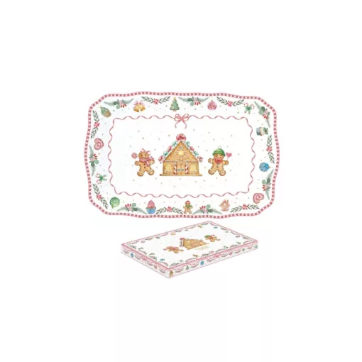 Porcelántálca 35x23cm, dobozban, Sweet Christmas – Easy Life-Nuova