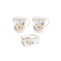   Porcelán bögreszett 275ml, 2db-os, dobozban, White Elegance – Easy Life-Nuova