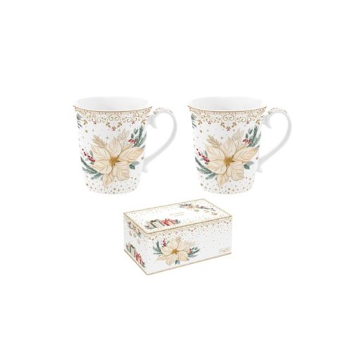 Porcelán bögreszett 275ml, 2db-os, dobozban, White Elegance – Easy Life-Nuova
