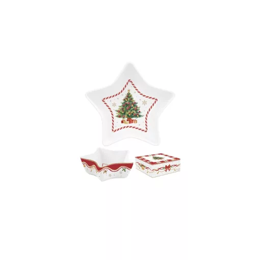 Porcelán csillagtál 15x5cm, dobozban, Christmas Tale – Easy Life-Nuova