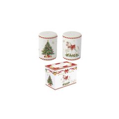   Porcelán só-borsszóró szett, 7cm, dobozban, Christmas Tale – Easy Life-Nuova