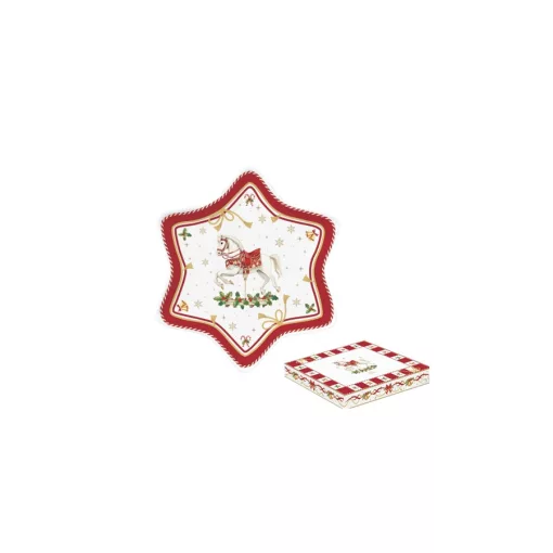 Porcelán csillagtálca 22,5cm, dobozban, Christmas Tale – Easy Life-Nuova