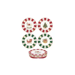   Porcelán desszerttányérszett 4db-os, 19cm, dobozban, Christmas Tale – Easy Life-Nuova