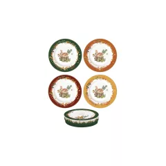   Porcelán desszerttányérszett 4db-os, 19cm dobozban, Forest Dream – Easy Life-Nuova