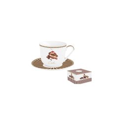   Porcelán reggelizőcsésze+alj 370ml, dobozban, Sweet Moments – Easy Life-Nuova