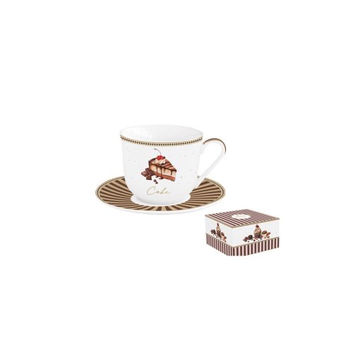 Porcelán reggelizőcsésze+alj 370ml, dobozban, Sweet Moments – Easy Life-Nuova