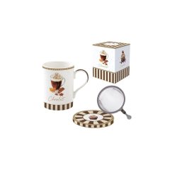   Porcelán szűrősbögre tetővel, 350ml, dobozban, Sweet Moments – Easy Life-Nuova