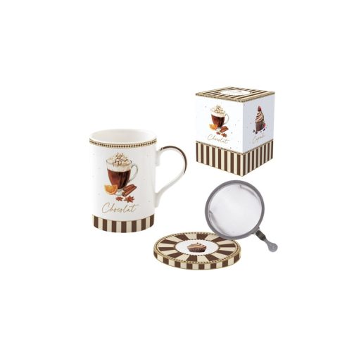 Porcelán szűrősbögre tetővel, 350ml, dobozban, Sweet Moments – Easy Life-Nuova