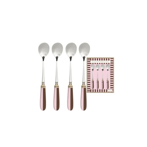 Rozsdamentes teáskanál szett 4 db-os, porcelánnyéllel, Sweet Moments – Easy Life-Nuova