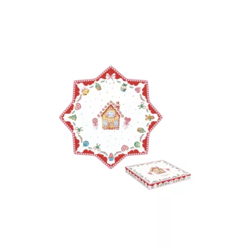 Porcelán tortatál 32cm, dobozban, Sweet Christmas – Easy Life-Nuova