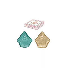   Üvegtál szett 2 db-os, 16,5x15cm, mézeskalács házikó forma, dobozban, Sweet Christmas – Easy Life-Nuova