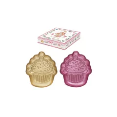   Üvegtál szett 2 db-os, 16,5x15cm, muffin forma, dobozban, Sweet Christmas – Easy Life-Nuova