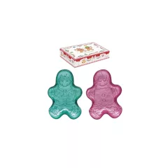   Üvegtál szett 2 db-os, 17x12,5cm, mézeskalács figura forma, dobozban, Sweet Christmas – Easy Life-Nuova