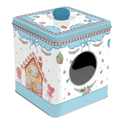 Ablakos fémdoboz 13x13x14,5cm, Sweet Christmas – Easy Life-Nuova