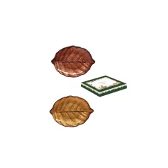   Nyírfalevél üvegtányér 2db-os szett, 20x14cm, dobozban, Forest Dream – Easy Life-Nuova