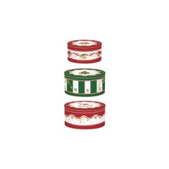   Fémdoboz 3 db-os szett kerek, 19,5x8/16,5x7,5/13,5x6,5cm, Christmas Tale – Easy Life-Nuova