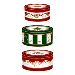   Fémdoboz 3 db-os szett kerek, 19,5x8/16,5x7,5/13,5x6,5cm, Christmas Tale – Easy Life-Nuova