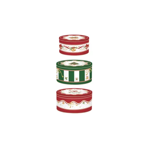 Fémdoboz 3 db-os szett kerek, 19,5x8/16,5x7,5/13,5x6,5cm, Christmas Tale – Easy Life-Nuova
