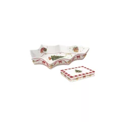   Porcelán fenyőtál, 28,5x21,5,cm, dobozban, Christmas Tale – Easy Life-Nuova