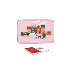   Porcelántálca 22x14cm, dobozban, Christmas Twist – Easy Life-Nuova