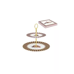   Porcelán süteményes állvány 2 emeletes, 14,5/18cm, dobozban, Sweet Moments – Easy Life-Nuova