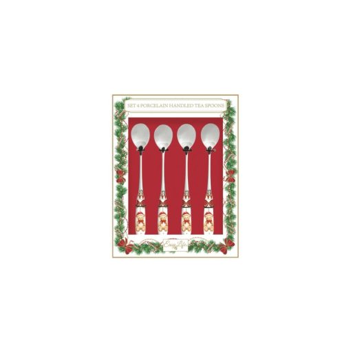Rozsdamentes teáskanál szett 4 db-os, porcelánnyéllel, Magie de Noel – Easy Life-Nuova