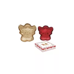   Üvegtál szett 2 db-os, 17x17/14x14cm, angyal forma, dobozban, Sweet Christmas – Easy Life-Nuova