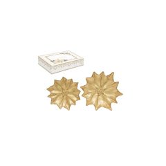   Üvegtál szett 2 db-os, 18/21cm, dobozban, arany színű virág, White Elegance – Easy Life-Nuova