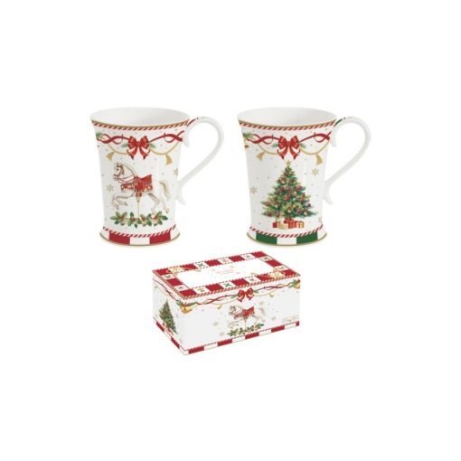 Porcelán bögreszett 2db-os, 300ml, dobozban, Christmas Tale – Easy Life-Nuova