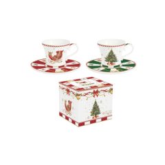   Porcelán eszpresszócsésze+alj 2 személyes, 80ml, dobozban, Christmas Tale – Easy Life-Nuova