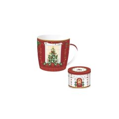   Porcelánbögre 350ml, fémdobozban, Festive Avenue, Atmosphere – Easy Life-Nuova