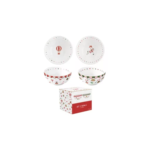 Porcelán tálkaszett 2 db-os, 15cm, dobozban, Christmas Twist – Easy Life-Nuova