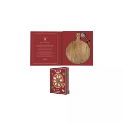   Pizzakészlet 2 db-os, akácfa pizzalap 42x32cm, pizzaszeletelővel, Gift Novels – Easy Life-Nuova