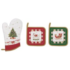   Edényalátét 2 db,20x20cm+edényfogó kesztyű 20x30cm, 100% pamut, Christmas Tale – Easy Life-Nuova