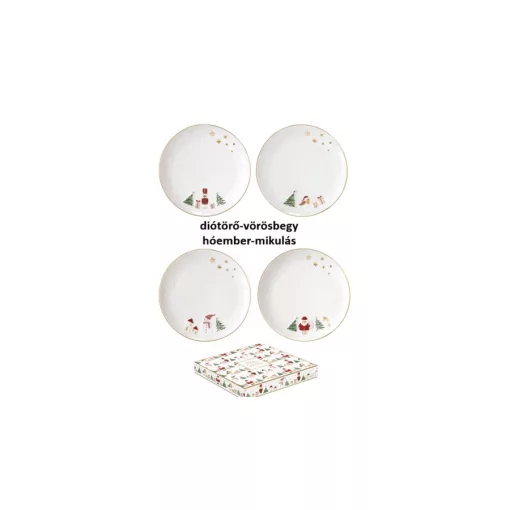 Porcelán desszerttányérszett 2 db-os, 16cm, dobozban, Let it Snow – Easy Life-Nuova