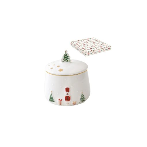Porcelán cukortartó, 9x11,5cm, dobozban, Let it Snow – Easy Life-Nuova