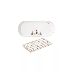   Porcelántálca 34,5x15cm, dobozban, Let it Snow – Easy Life-Nuova