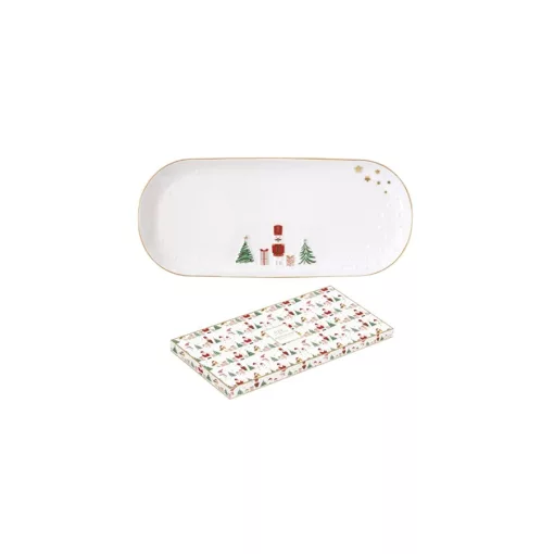 Porcelántálca 34,5x15cm, dobozban, Let it Snow – Easy Life-Nuova