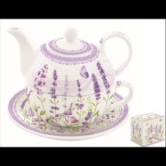   Porcelán egyszemélyes teáskészlet 350ml,+350ml, dobozban, Lavender Field