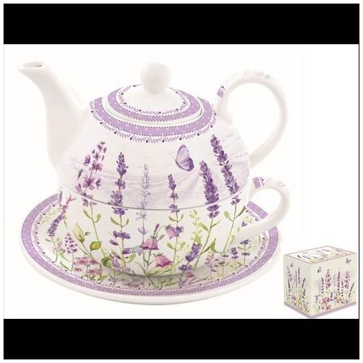 Porcelán egyszemélyes teáskészlet 350ml,+350ml, dobozban, Lavender Field
