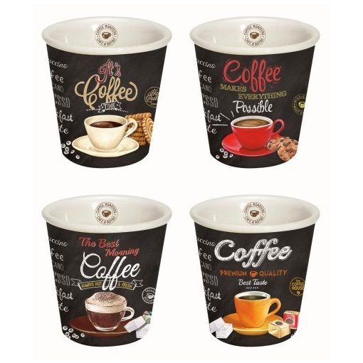Eszpresszó porcelán pohárszett 4db-os dobozban, 100ml, It's Coffee Time